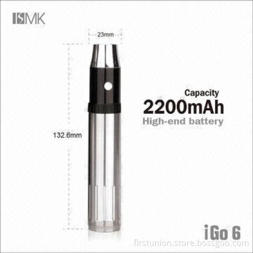 Variable voltage e-cigarette iGo6 with refilled and reusable atomizer CE7